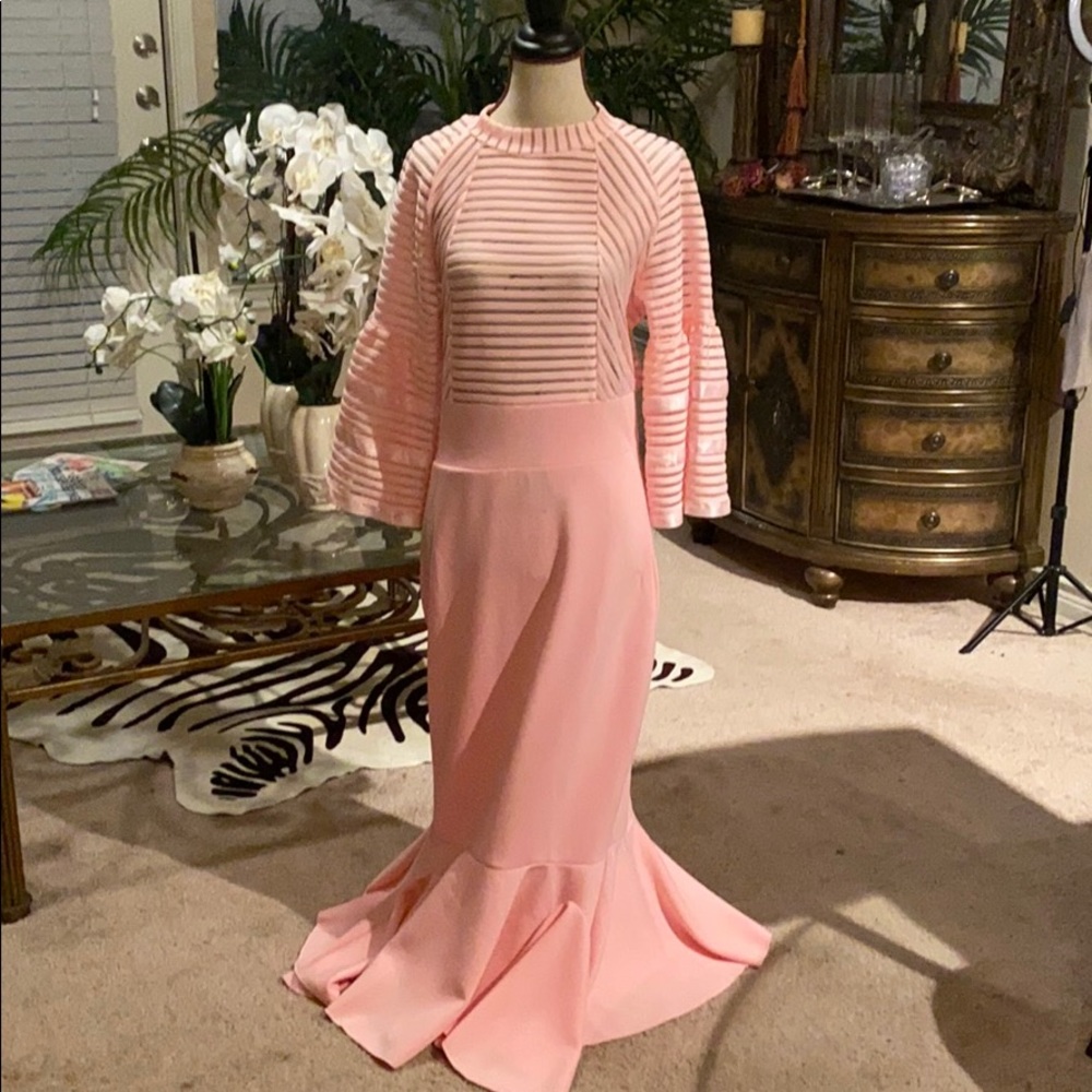 Pink Sheer Mermaid hem dress #189